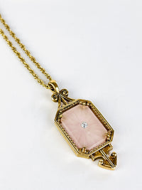 1970s Art Deco Revival Camphor Glass Necklace