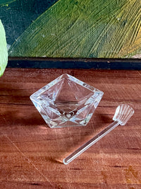 Vintage Glass Salt Server & Spoon