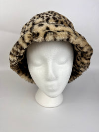 Vintage Leopard Faux Fur Bucket Hat