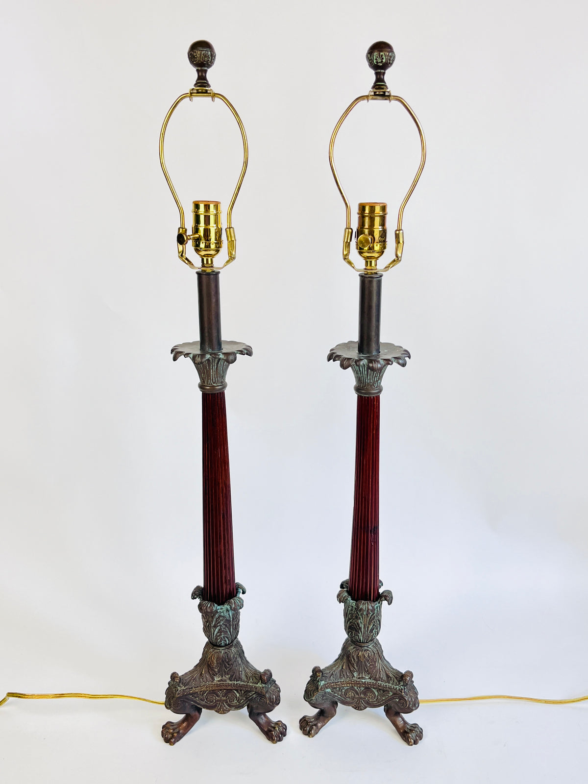 Vintage Empire Style Table Lamps, a Pair