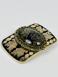 Vintage Art Glass Belt Buckle