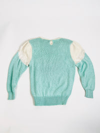 Vintage Mint & White Angora Sweater