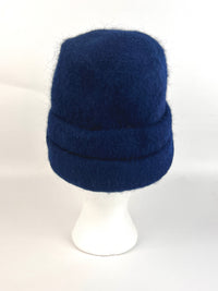 Vintage Navy Blue Felted Wool Cloche Hat