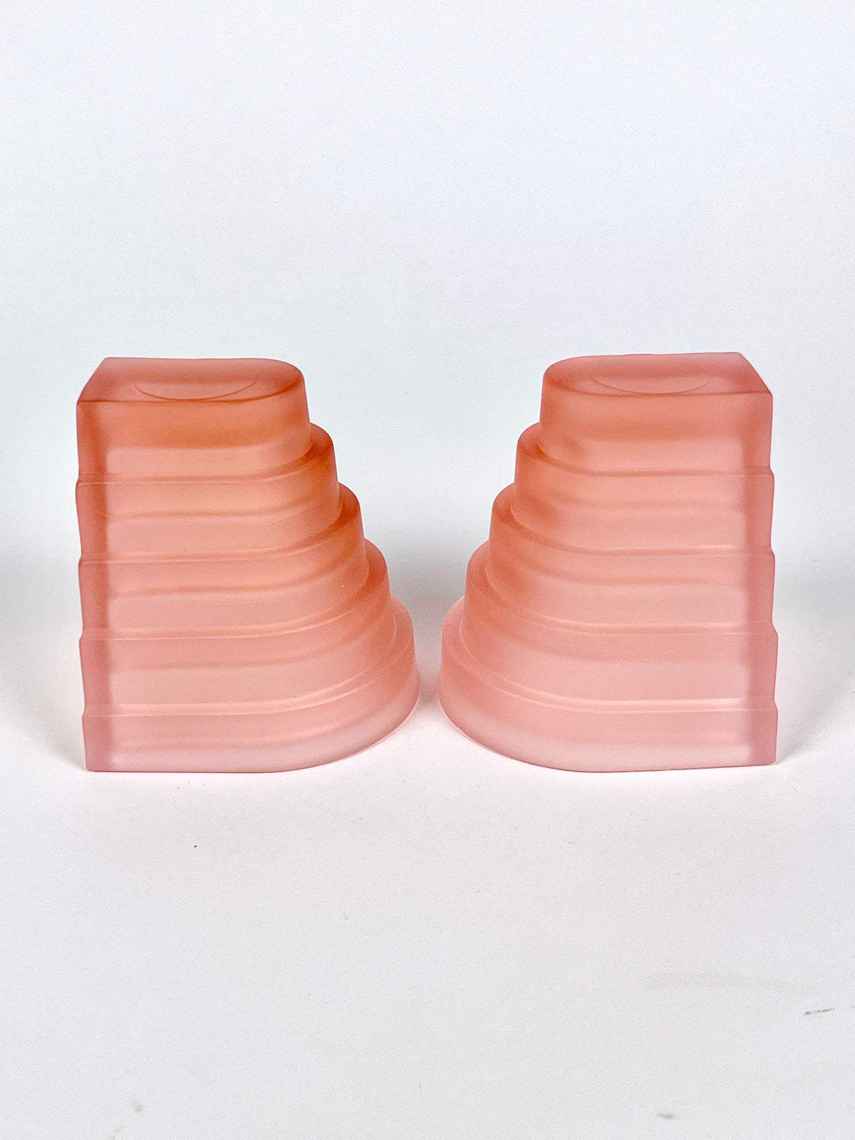 Italian Postmodern Pink Frosted Glass Bookends