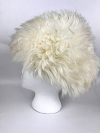 Vintage 70s White Shearling Hat