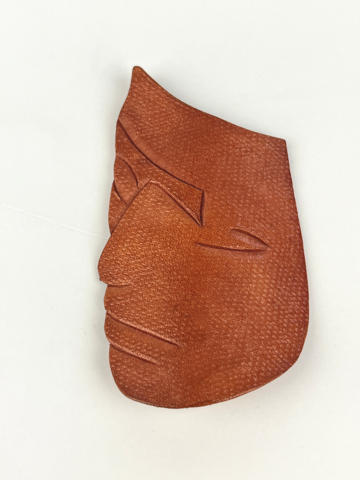 Vintage Leather Face Brooch