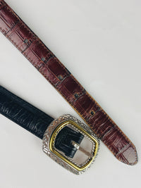 Vintage Reversible Black & Brown Leather Brighton Belt