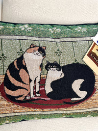 Vintage Cat Needlework Throw Pillow by Warren Kimble