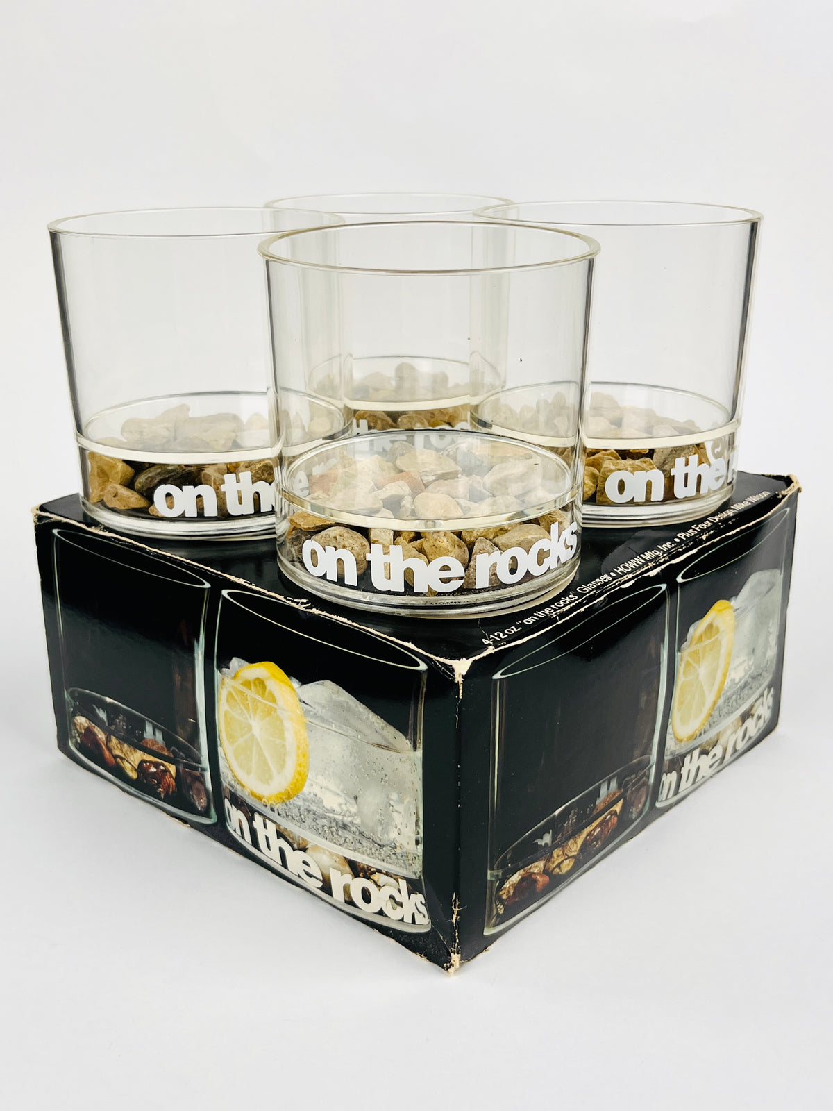 Vintage “On the Rocks” Glasses, 4pc Set