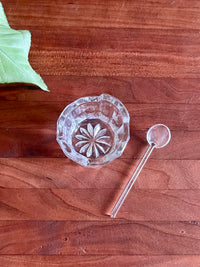 Vintage Glass Salt Server & Spoon