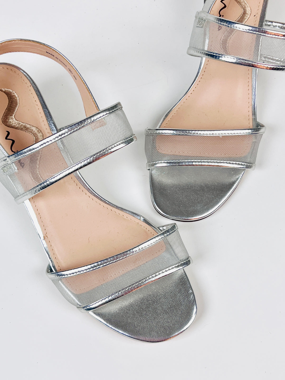 Vintage Metallic Silver & Mesh Sandals