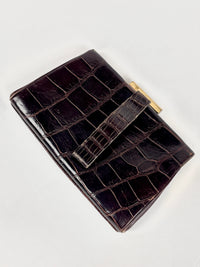 Vintage Chocolate Brown Alligator Clutch