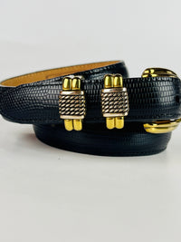 Vintage Black Leather Brighton Belt