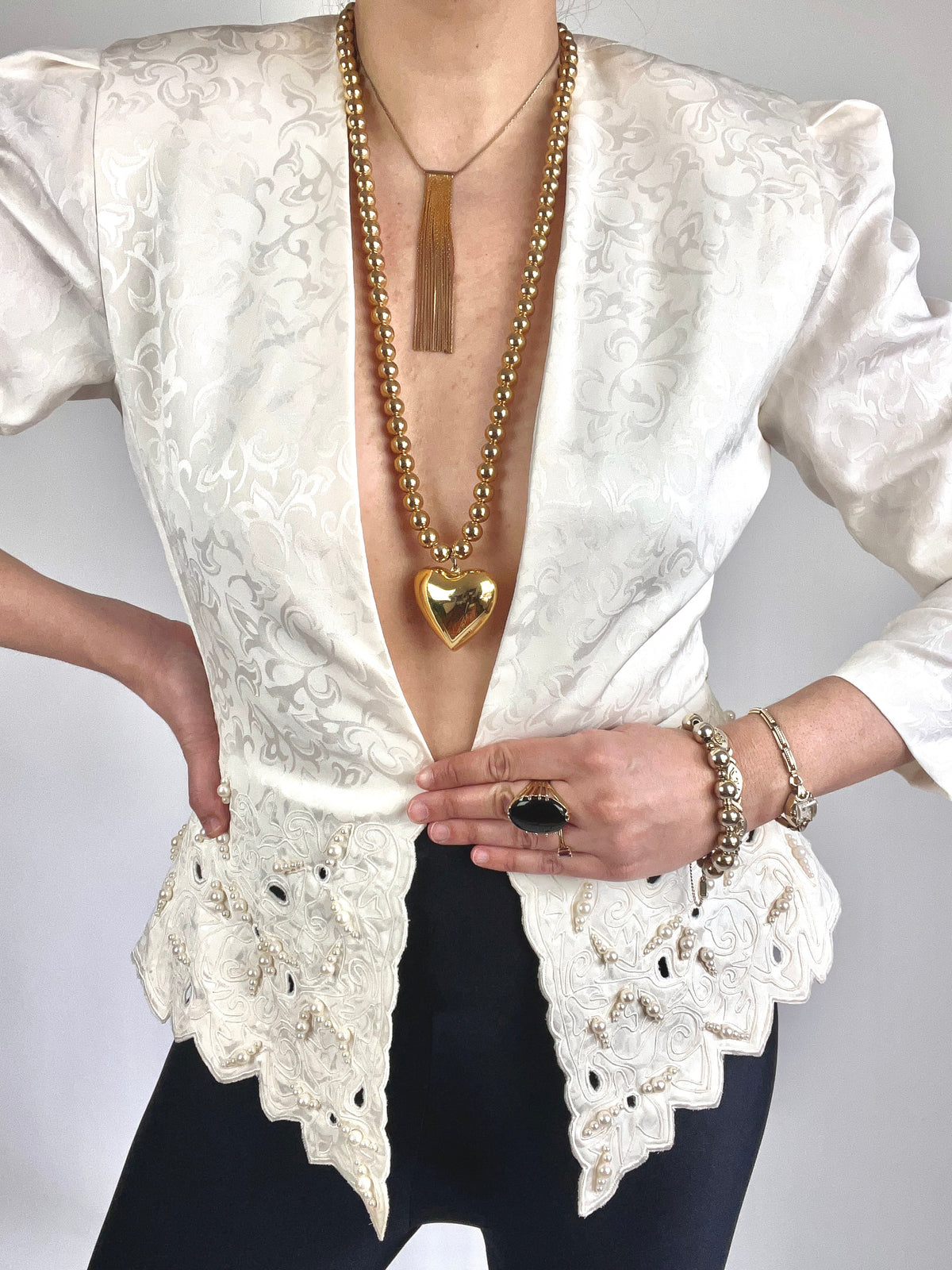 Vintage Pearly Brocade Top