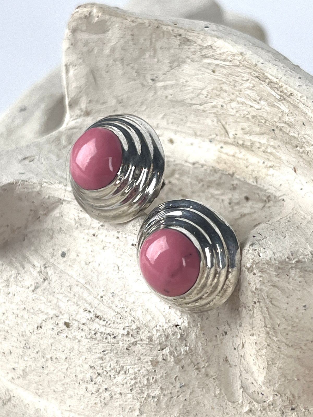 Vintage Sterling & Rhodonite Earrings