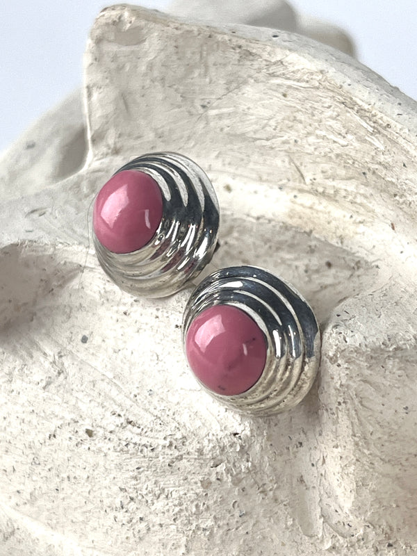 Vintage Sterling & Rhodonite Earrings