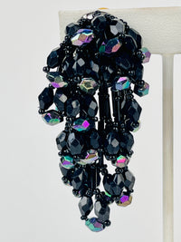 Vintage Black Iridescent Bead Earrings