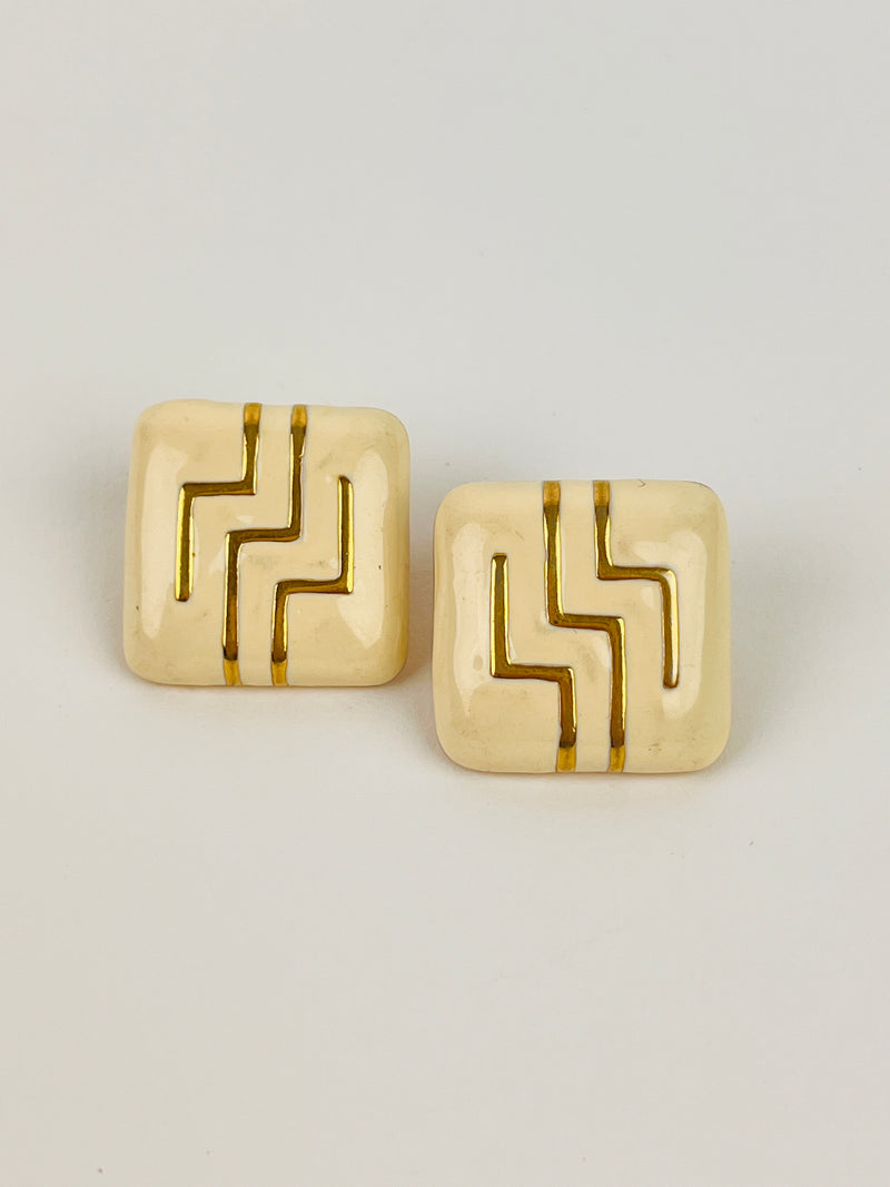 Vintage Enameled Square Earrings
