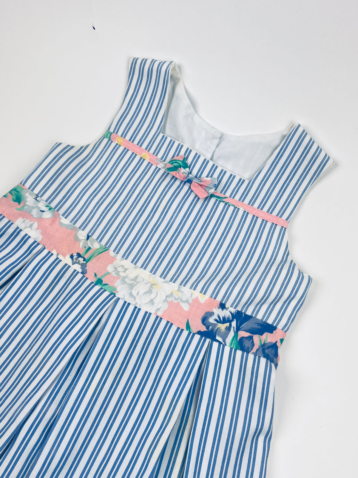 Vintage 1980s Striped & Floral Girls Dress