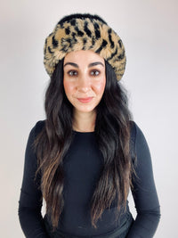 Vintage Black & Leopard Faux Fur Hat