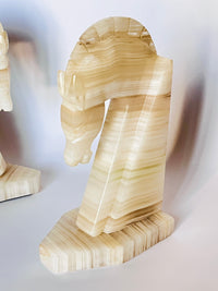 Vintage Alabaster Horse Head Bookends