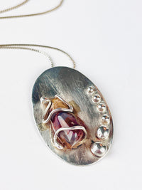 Vintage Handmade Sterling & Agate Modernist Necklace