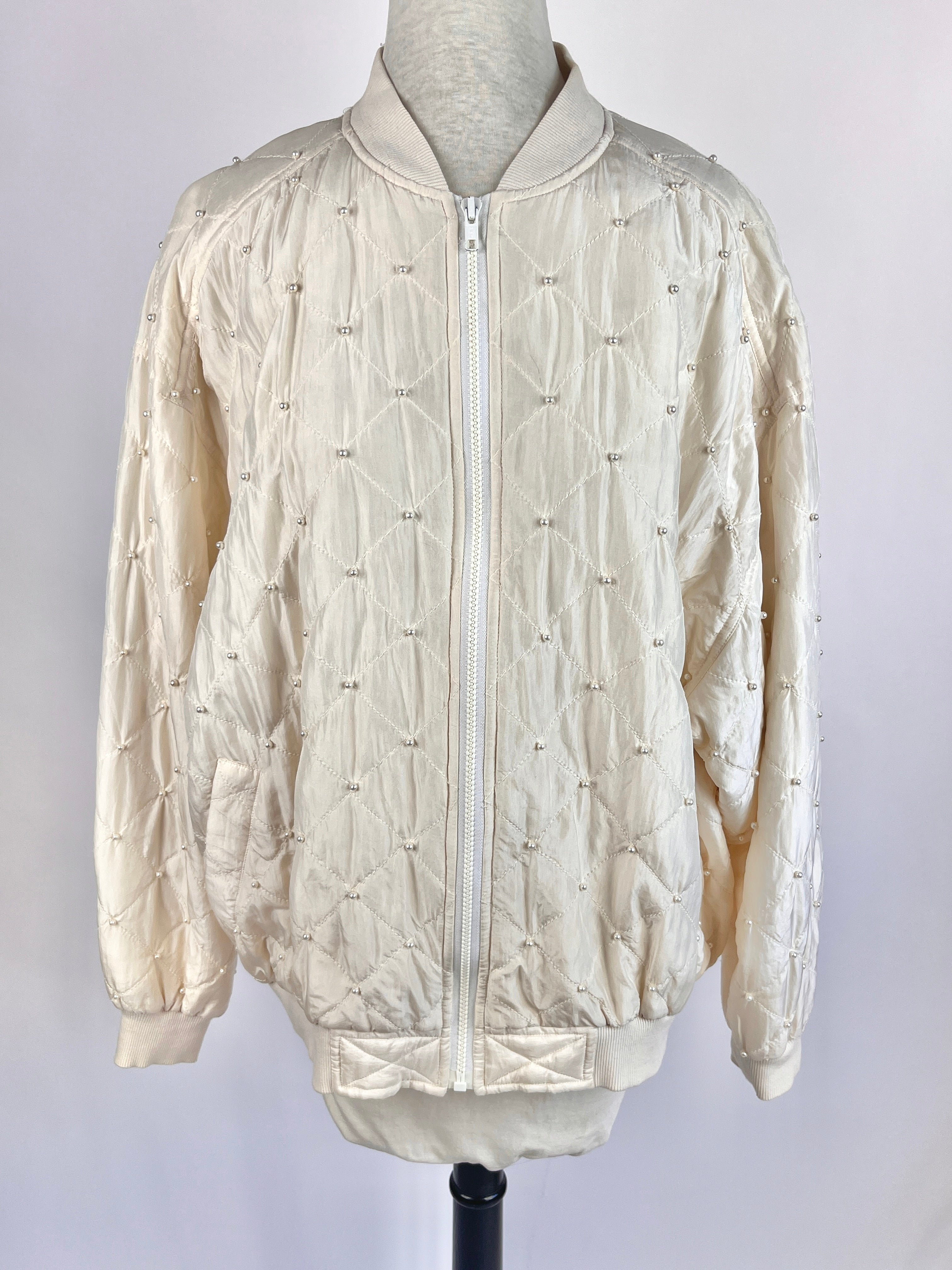 Vintage Silk & Faux Pearl Quilted Bomber Jacket – Dovetail