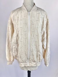 Vintage Silk & Faux Pearl Quilted Bomber Jacket