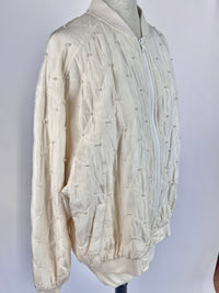 Vintage Silk & Faux Pearl Quilted Bomber Jacket