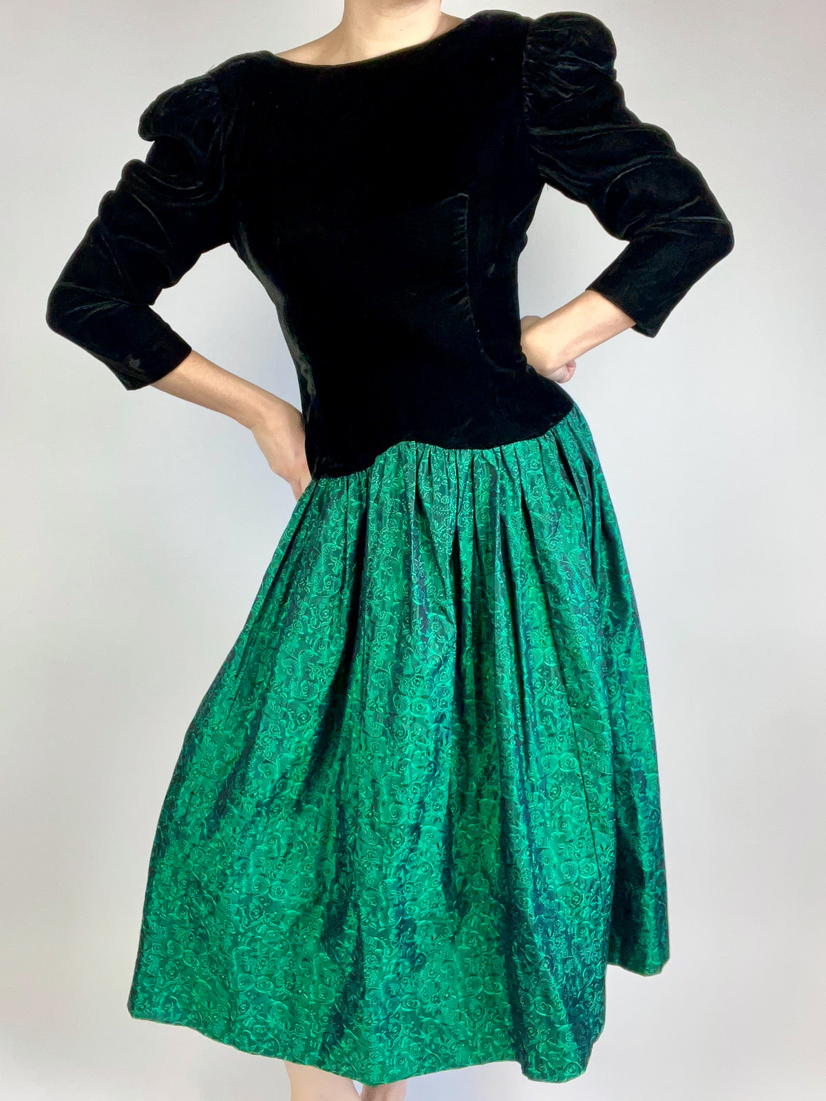 Vintage Handmade Velvet & Taffeta Dress