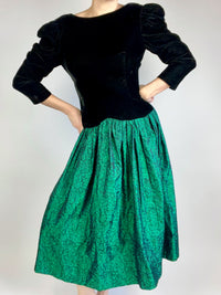 Vintage Handmade Velvet & Taffeta Dress