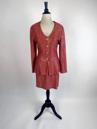 Vintage St. John Couture Red & Gold 2pc Set