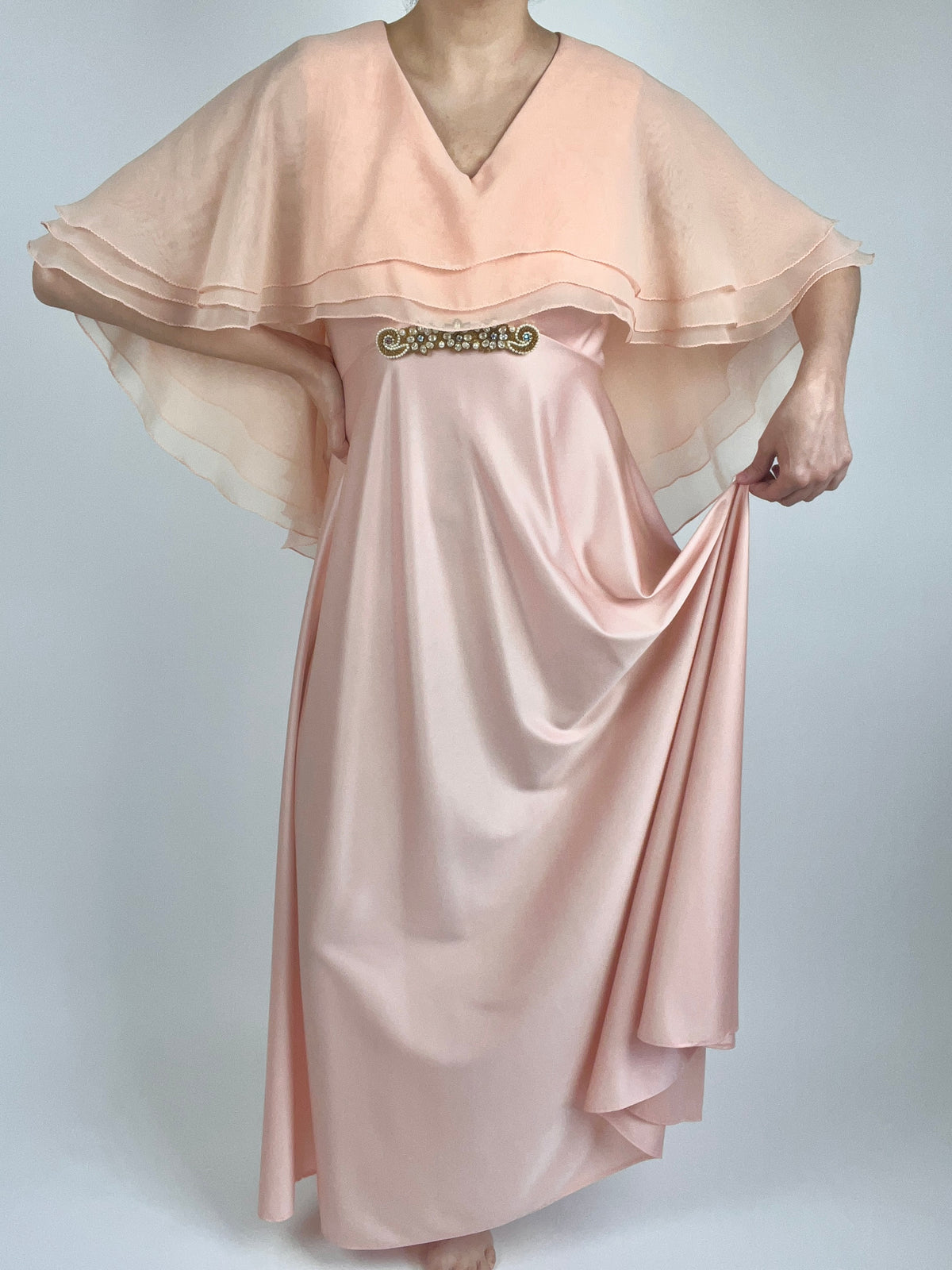 Vintage 1960s Peach Maxi Dress