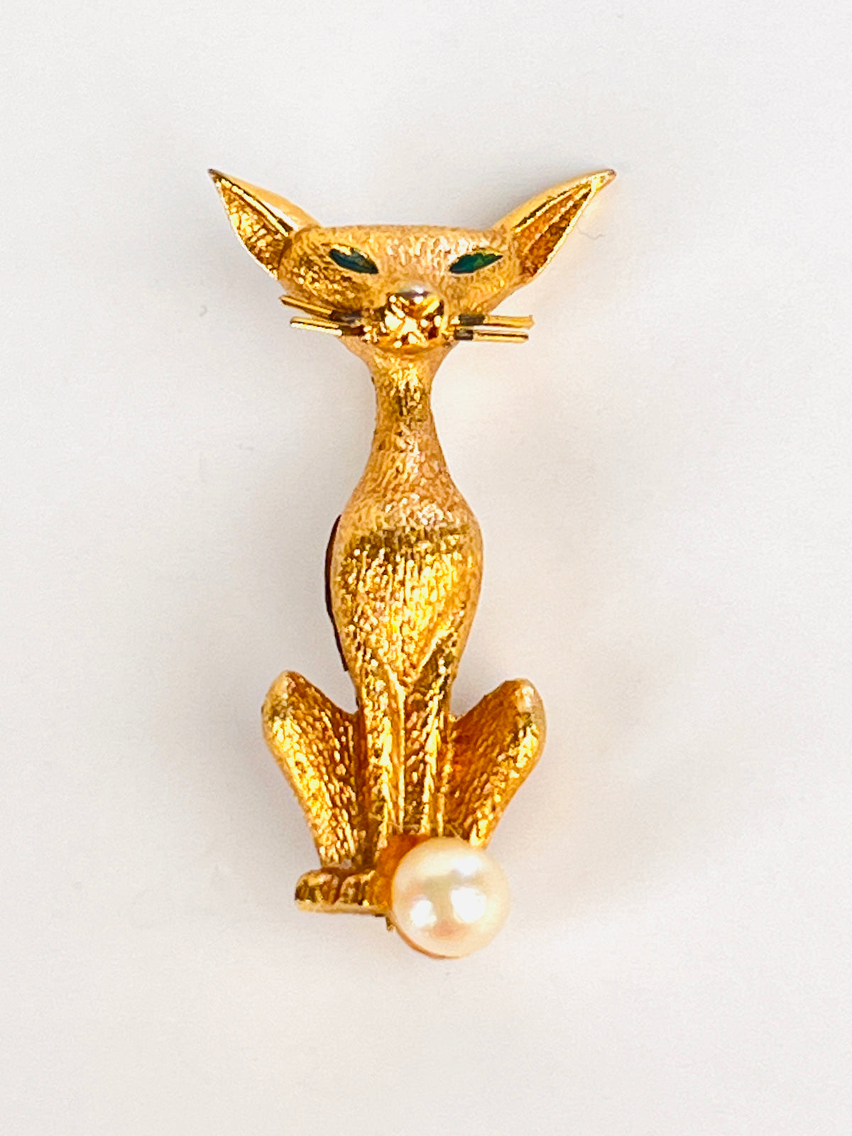 Vintage Mid-Century Cat & Pearl Brooch by Boucher