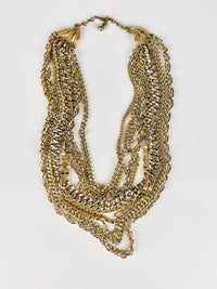 Vintage Gold Tone Multi-Chain Necklace