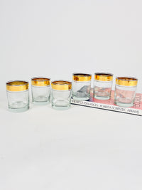 RARE 18k Gold & Platinum Plated Dorothy Thorpe Rocks Glasses, 6pc
