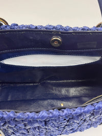 Vintage Navy Blue Raffia Bag