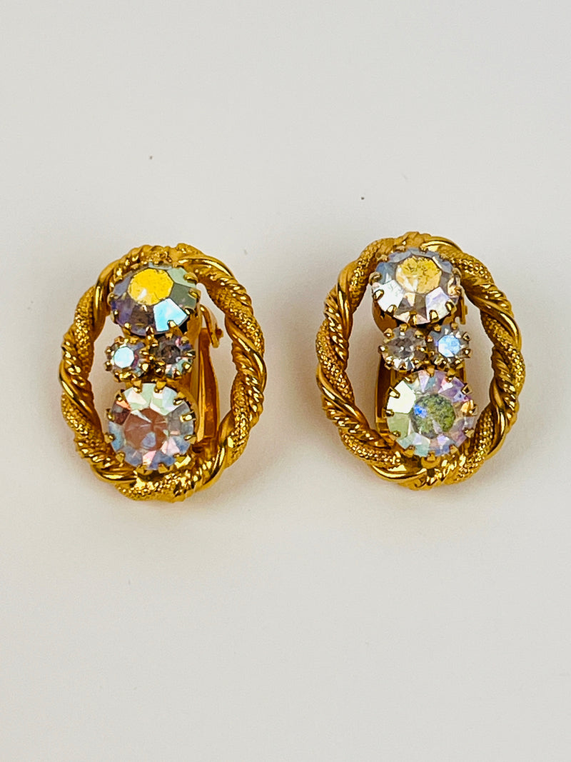 Vintage Aurora Borealis Rhinestone Earrings