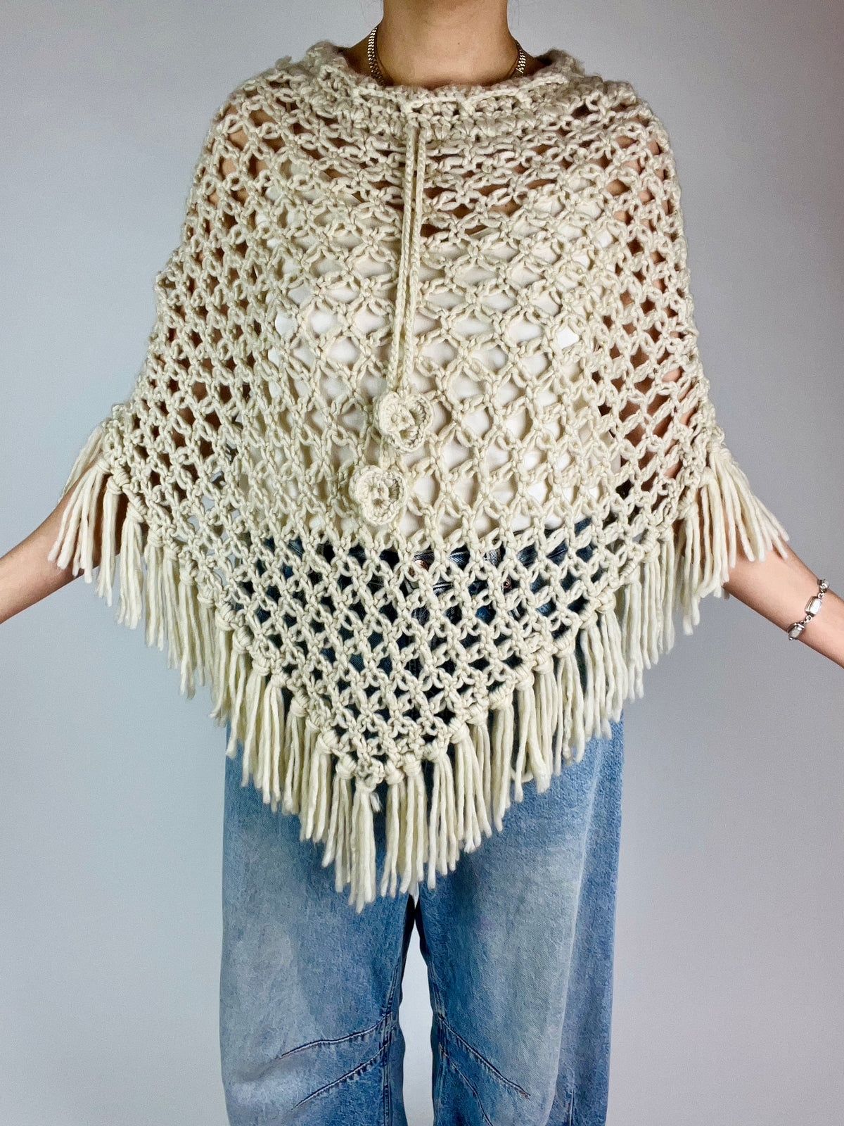 Vintage Off-White Poncho