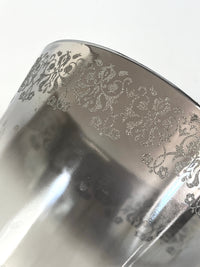 Vintage MCM Silver Fade Glass Ice Bucket