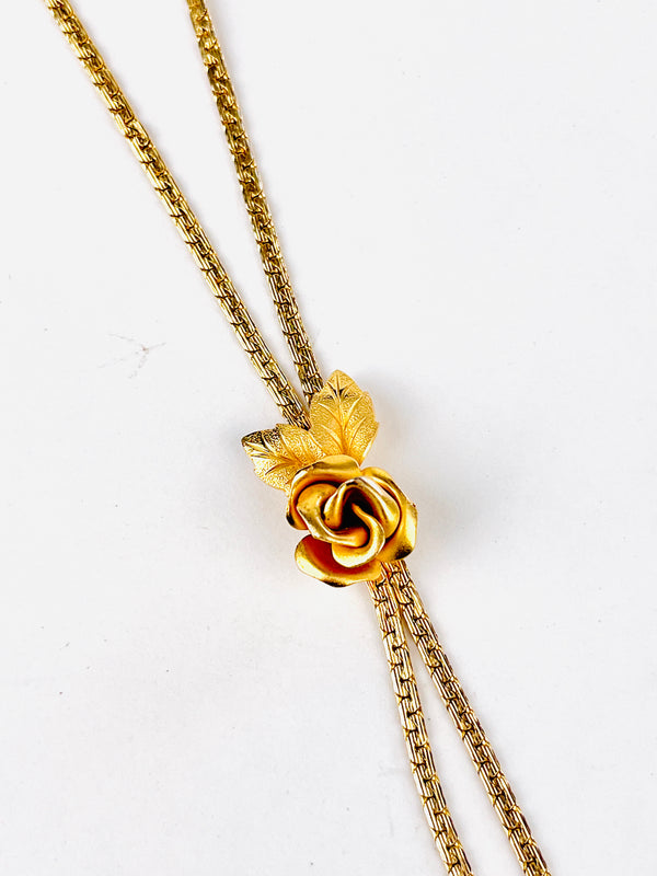 Vintage Lariat-Style Rose Necklace