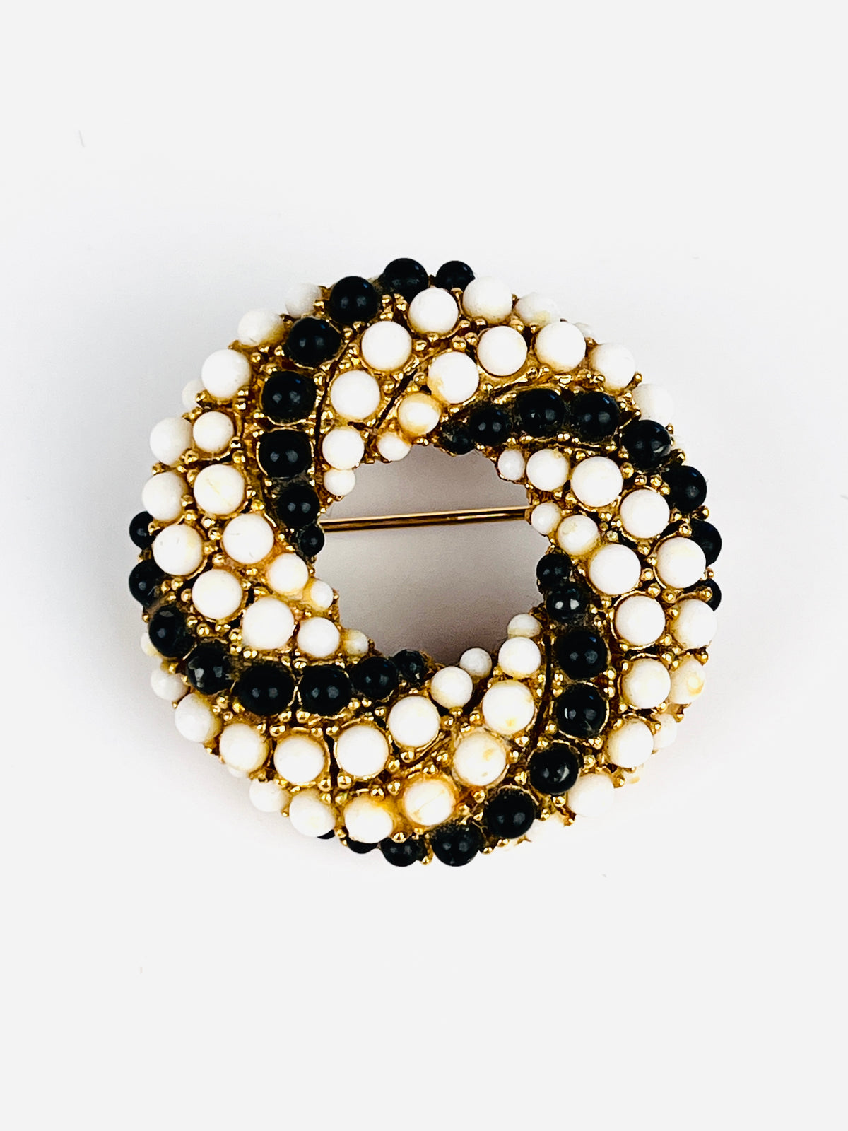 Vintage Black & White Circle Brooch