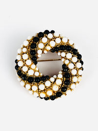 Vintage Black & White Circle Brooch