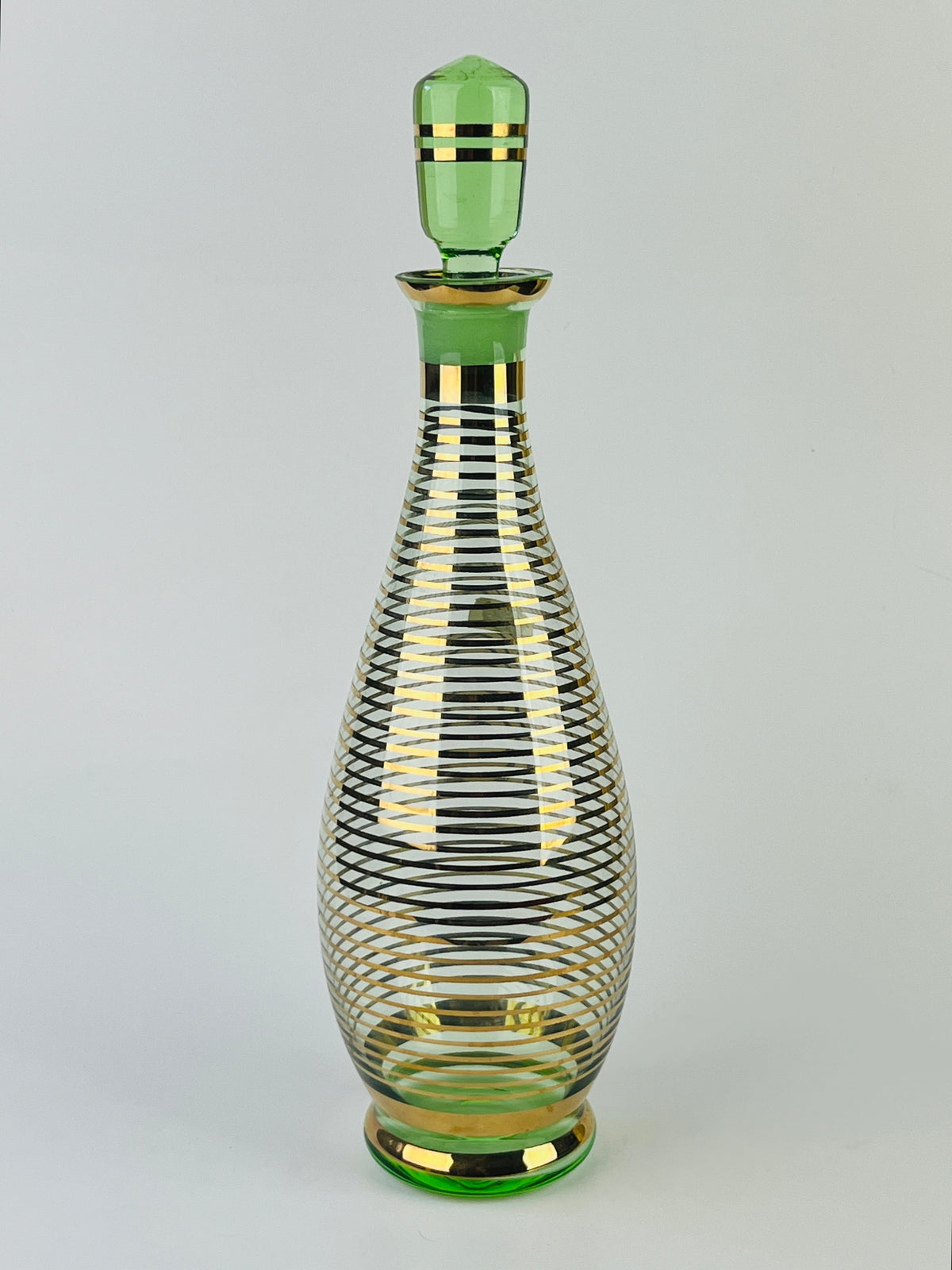 Art Deco Hand-Blown Czech Glass Decanter Set