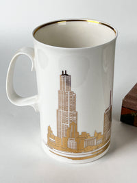 Vintage Gold-Plated Chicago Skyline Coffee Cups by Marshall Field’s