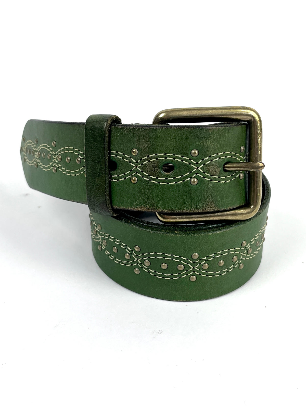 Vintage Green Leather Linea Pelle Belt