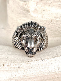 Vintage Sterling Lion Head Ring