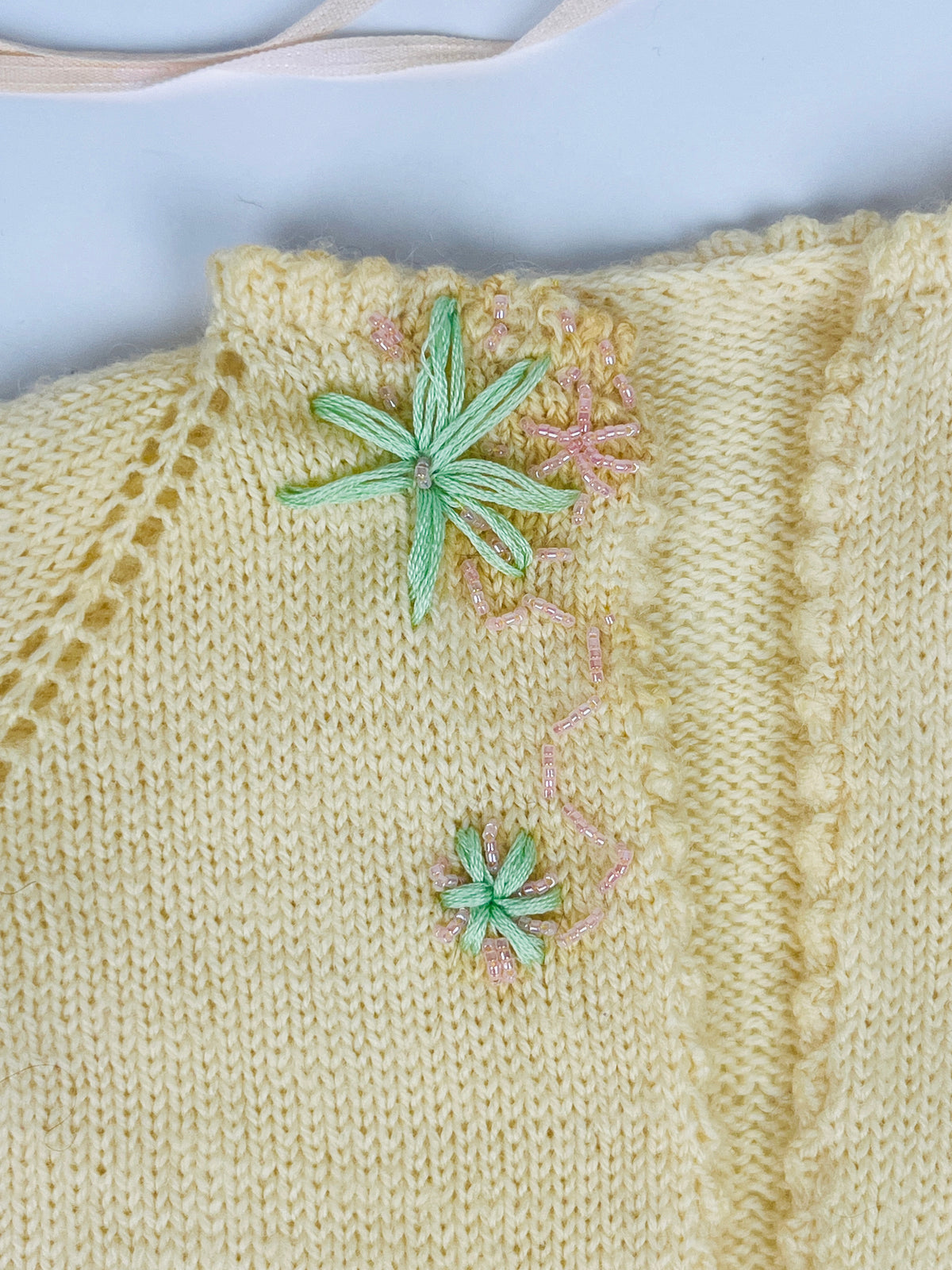 Vintage Baby Wool Cardigan, Hat, & Booties Set