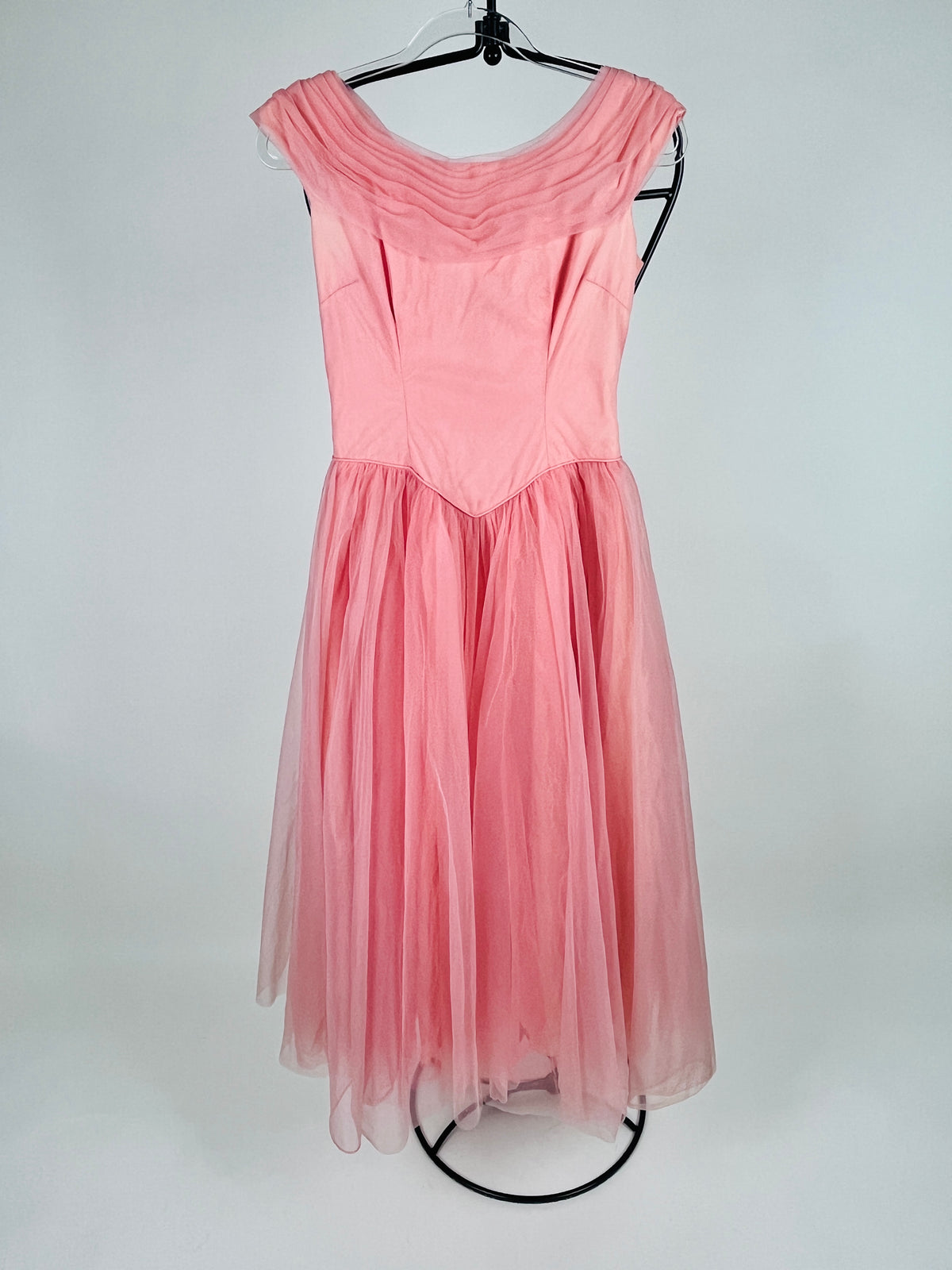 Vintage 1950s Pink Tulle & Taffeta Party Dress