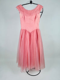 Vintage 1950s Pink Tulle & Taffeta Party Dress